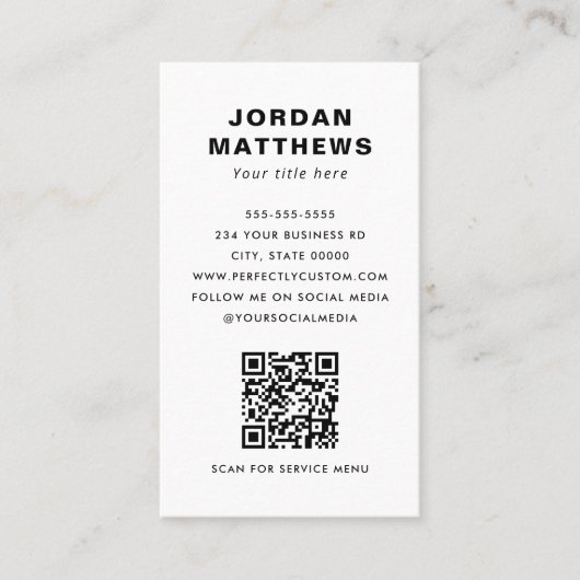 Voeg de code QR en douanemoderne logo toe Visitekaartje (Voorkant)