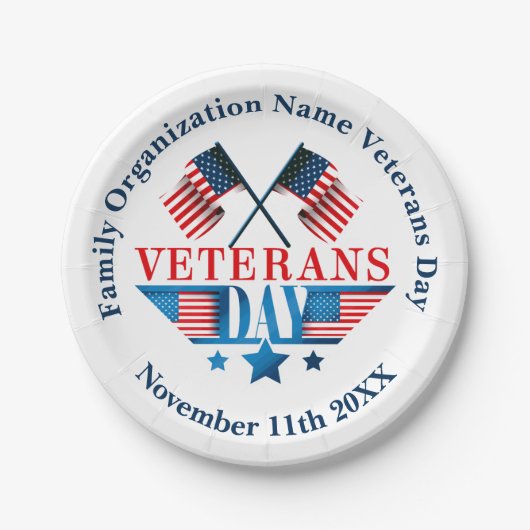 Voeg de Dag van Veteranen van de Tekst van de Naam Papieren Bordje (Voorkant)