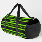Voeg de Initialen van de Naam Groene Stripe Zwarte Plunjezak (Rechterhoek)