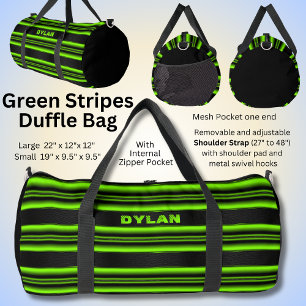 Voeg de Initialen van de Naam Groene Stripe Zwarte Plunjezak