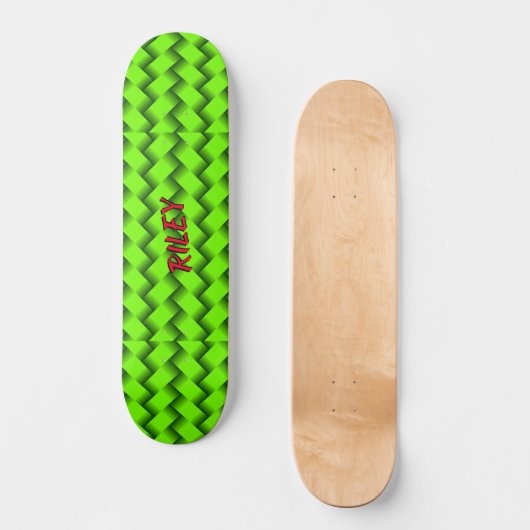 Voeg de Initialen van de Naam toe, Groene geweven Persoonlijk Skateboard (Voorkant)
