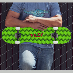 Voeg de Initialen van de Naam toe, Groene geweven  Persoonlijk Skateboard
