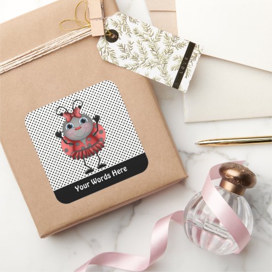 Voeg de ladybug sticker van de cartoon van Woorden (Geschenken)
