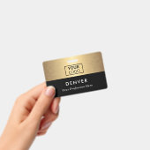 Voeg de logo-werknemersnaam zwarte gouden gradiënt badge (Handheld)