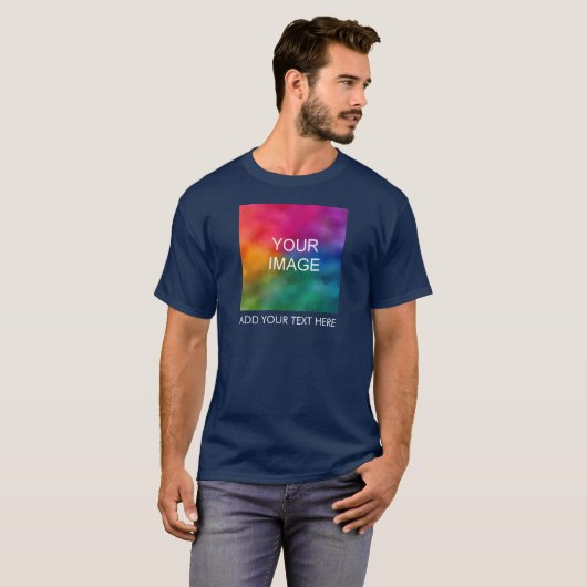 Voeg de Mannen van de Foto's van de Bedrijfs Logo  T-shirt (Voorkant volledig)