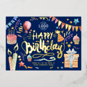 Voeg de marineblauw van de Logo vlinder toe Folie Uitnodiging (Voorkant)