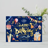 Voeg de marineblauw van de Logo vlinder toe Folie Uitnodiging (Staand Voorkant)