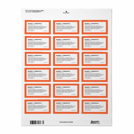 Voeg de minieme Lijst van de Ingrediënten van de K Etiket (Full Sheet)