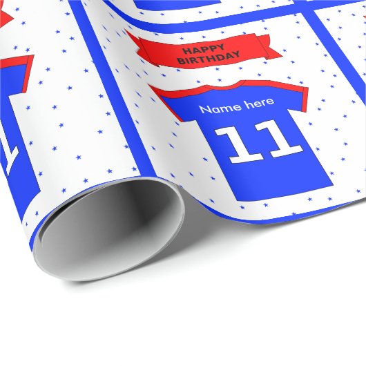 Voeg de naam 11e verjaardag t-shirt toe cadeaupapier (Rol Hoek)