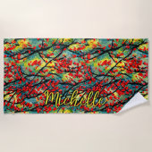 Voeg de naam Acrylgetextureerde het Florale schild Strandlaken (Voorkant)