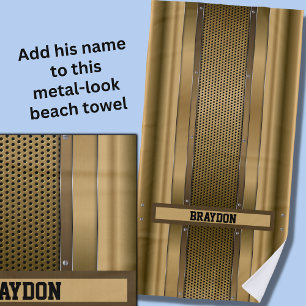 Voeg de naam Bruin Tan Beige Metallic Textuur toe Strandlaken