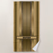 Voeg de naam Bruin Tan Beige Metallic Textuur toe Strandlaken (Voorkant)