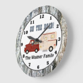 Voeg de naam Camping camper wall klok toe (Hoek)