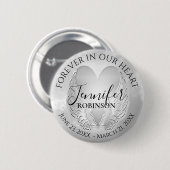Voeg de naam Custom Memorial Silver Heart toe Ronde Button 5,7 Cm (Voorkant /achterkant)
