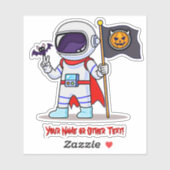 Voeg de naam Cute Astronaut Pumpkin Flag Bat Hallo Sticker (Vel)