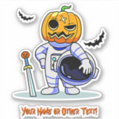 Voeg de naam Cute Astronaut Pumpkin Head met Helme Sticker (Voorkant)