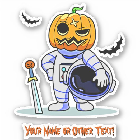 Voeg de naam Cute Astronaut Pumpkin Head met Helme Sticker (Voorkant)
