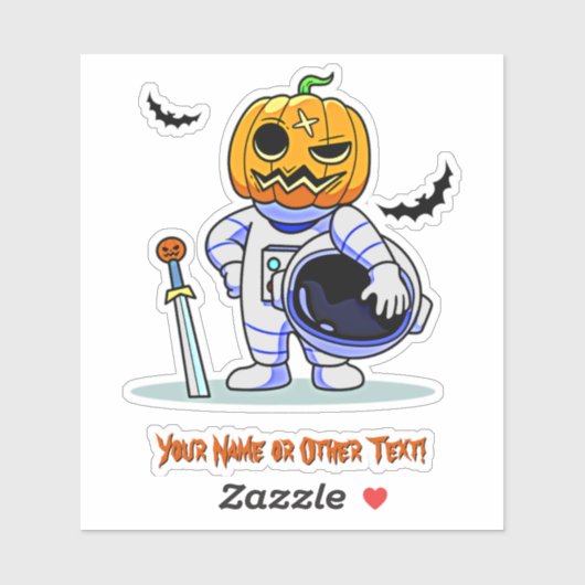 Voeg de naam Cute Astronaut Pumpkin Head met Helme Sticker (Vel)
