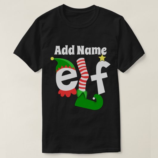 Voeg de naam Elf Kerstmis toe - Gepersonaliseerd T-shirt (Design voorkant)