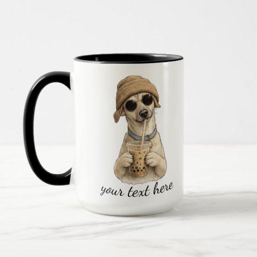 Voeg de naam en foto van je hond toe mok (Links)