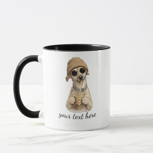 Voeg de naam en foto van je hond toe mok (Links)