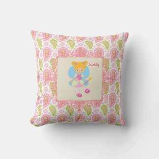 Voeg de naam  Fairy roze paisley kinderkamer toe Kussen