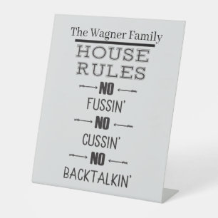 voeg de naam Familie huisregels voetstuk toe Reclamebord Met Voetstuk