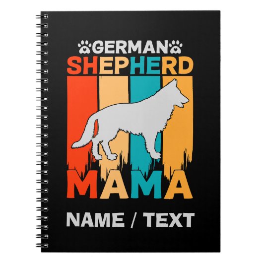 Voeg de naam German Shepherd MAMA, Blue Brown on B Notitieboek (Voorkant)