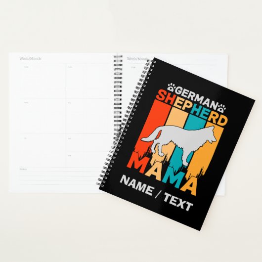 Voeg de naam German Shepherd MAMA, Blue Brown on B Planner (Display)