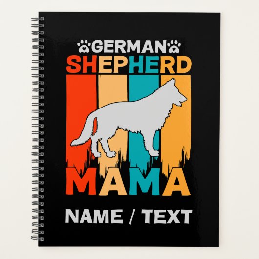 Voeg de naam German Shepherd MAMA, Blue Brown on B Planner (Voorkant)