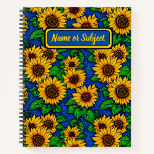 Voeg de naam Golden Sunflower en gouden zonnebloem Notitieboek