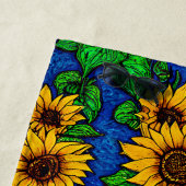 Voeg de naam Golden Sunflower en gouden zonnebloem Strandlaken (In situ)