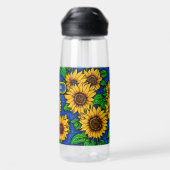 Voeg de naam Golden Sunflower en gouden zonnebloem Waterfles (Achterkant)