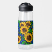 Voeg de naam Golden Sunflower en gouden zonnebloem Waterfles (Voorkant)