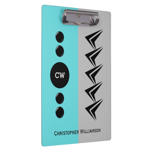 Voeg de naam grijs en turquoise van initialen toe klembord (Rechts)