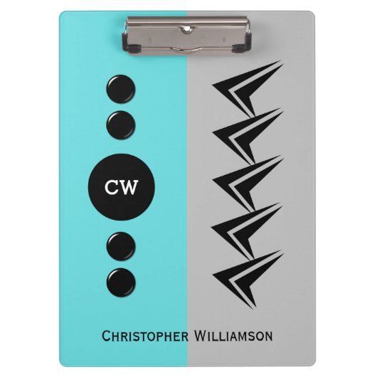 Voeg de naam grijs en turquoise van initialen toe klembord (Voorkant)