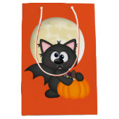 Voeg de naam Halloween Bat trick or treat bag toe Medium Cadeauzakje (Voorkant)