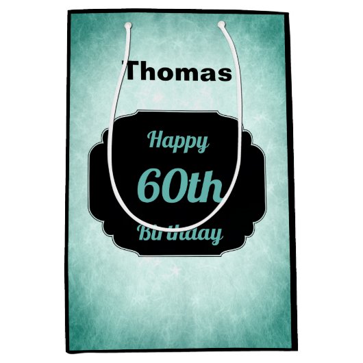 Voeg de naam Happy 60th-verjaardag toe Medium Cadeauzakje (Voorkant)