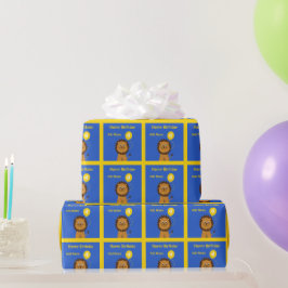 Voeg de naam leeuw op de vierde verjaardag toe bla cadeaupapier