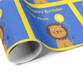 Voeg de naam leeuw op de vierde verjaardag toe bla cadeaupapier (Rol Hoek)
