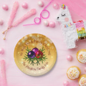 Voeg de naam Matching Kerstmis op Gold 7" toe Papieren Bordje (Feest)