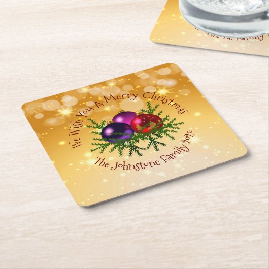 Voeg de naam Matching Kerstmis op Gold toe Kartonnen Onderzetters (Schuin)