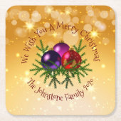 Voeg de naam Matching Kerstmis op Gold toe Kartonnen Onderzetters (Voorkant)