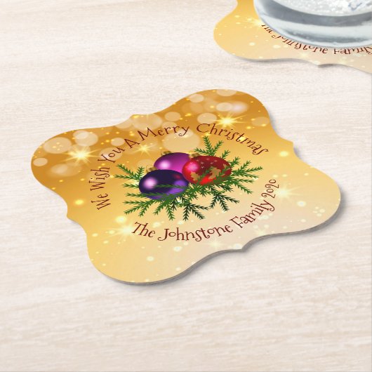 Voeg de naam Matching Kerstmis op Gold toe Kartonnen Onderzetters (Gekanteld)