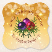 Voeg de naam Matching Kerstmis op Gold toe Kartonnen Onderzetters (Voorkant)