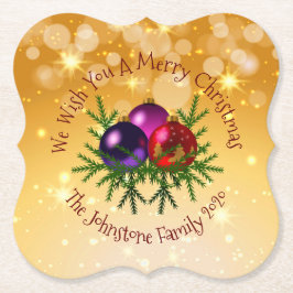 Voeg de naam Matching Kerstmis op Gold toe Kartonnen Onderzetters