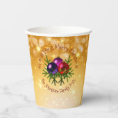 Voeg de naam Matching Kerstmis op Gold toe Papieren Bekers (Voorkant)
