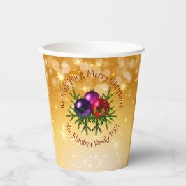 Voeg de naam Matching Kerstmis op Gold toe Papieren Bekers