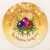 Voeg de naam Matching Kerstmis op Gold toe Ronde Kartonnen Onderzetter (Voorkant)