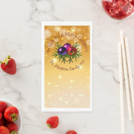 Voeg de naam Matching Kerstmis op Gold toe Servet